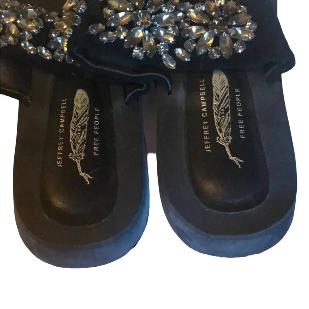 Jeffrey Campbell Free People Crystal Embellished Slides Sandals Sz 8.5 - Picture 10 of 10